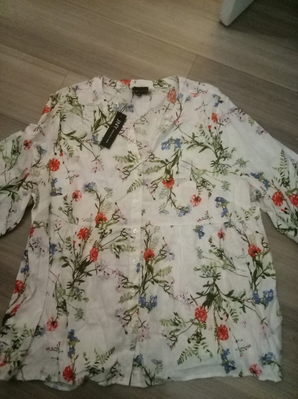NWT: JONES NEW YORK; FLORAL WOMEN BLOUSE, LINEN BLEND,  SIZE: 2X PLUS.
